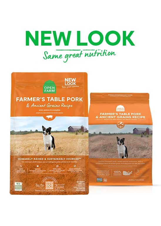Open Farm Ancient Grains Dry Dog Food, Humanely Raised Meat Recipe with Wholesome Grains and No Artificial Flavors or Preservati