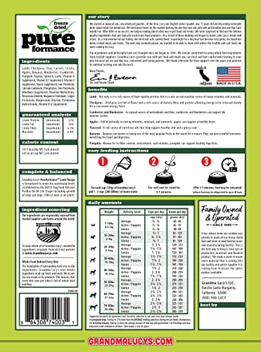 GRANDMA LUCYS 844213 Pureformance Grain Free Lamb Food for Dogs, 3-Pound