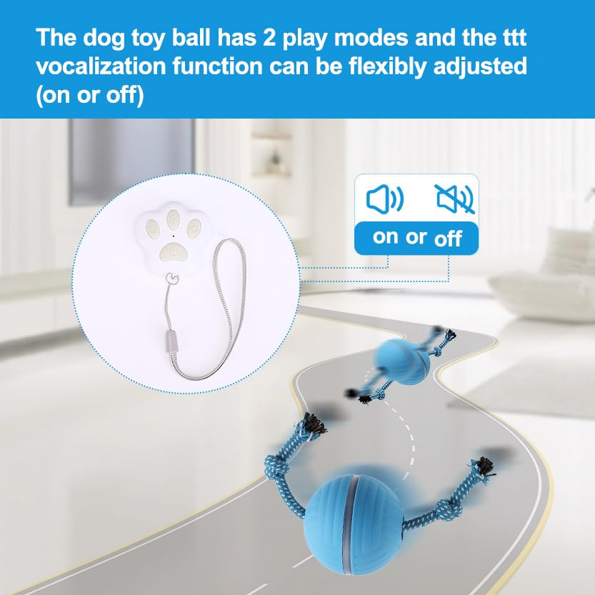 Petmolico Electric Dog Balls - Motion Activate Rolling Ball Toys For Puppy - Interactive Dog Toys For Boredom(Blue,Remote Contro
