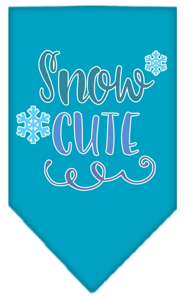 Christmas Pet and Dog Bandana Screen Printed, "Snow Cute" Turquoise Large