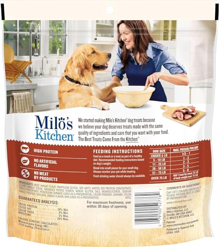 Milos Kitchen Homestyle Dog Treats, Steak Grillers, 10 Ounce, High Protein, No Artifical Flavors