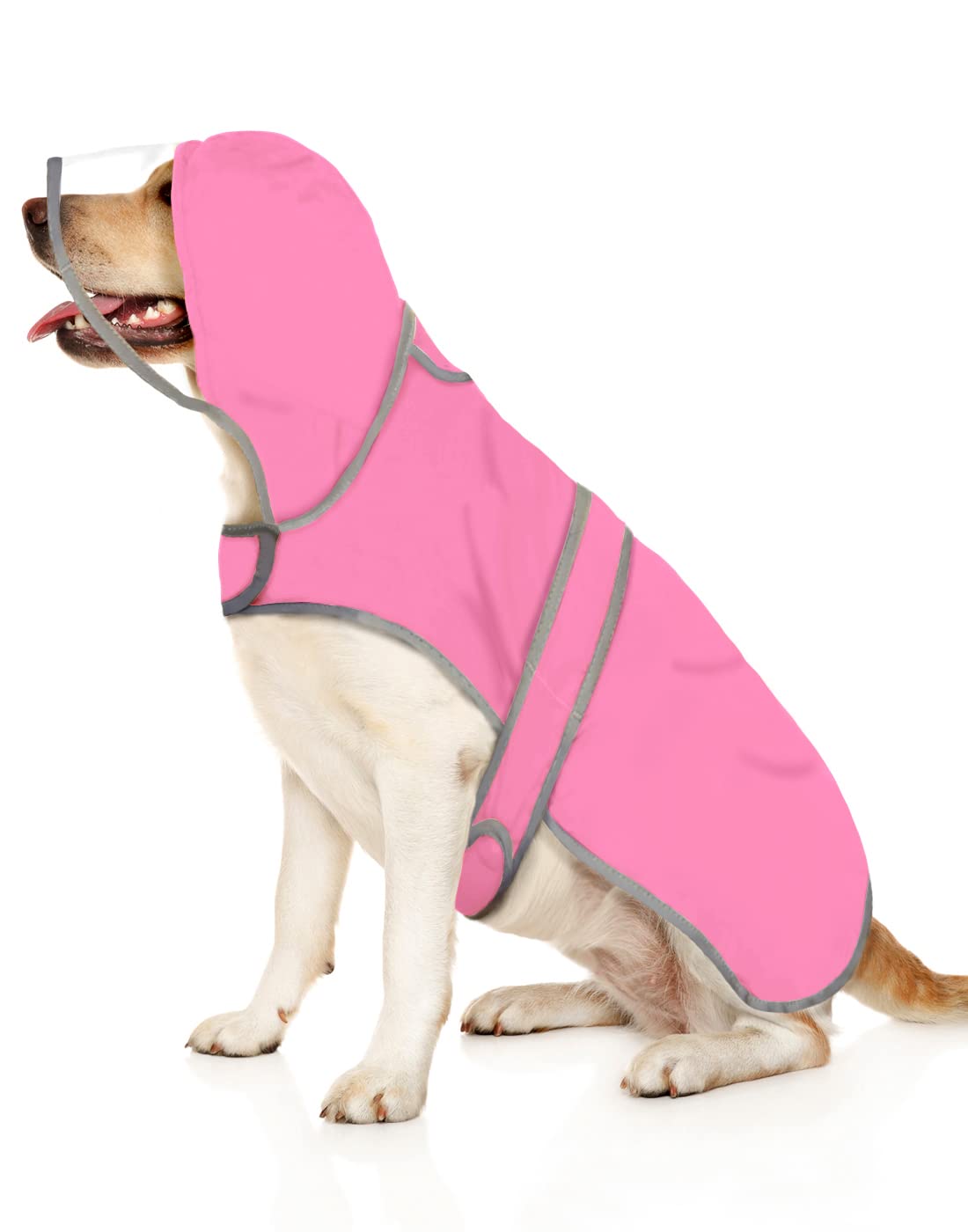 Hde Dog Raincoat With Clear Hood Rain Jacket Poncho For Small Medium Large Dogs Pink - 3Xl