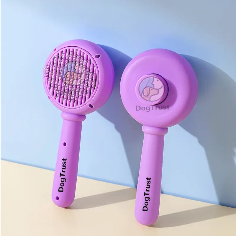 Dog Trust Pet Hair Cleaner Brush,Pet Grooming Brush With Release Button,Cat Brush For Shedding Long Or Short Hair Cats Dogs,Pet 