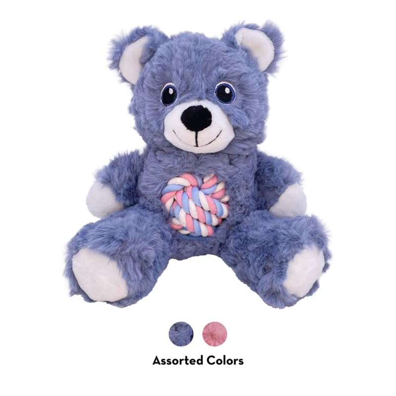 Kong Knots Teddy Bear - Knotted Rope Tummy And Tail - Soft Plush Dog Toy (Small)