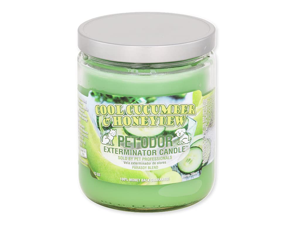 Pet Odor Exterminator Candle 13oz jar, Cool Cucumber & Honeydew
