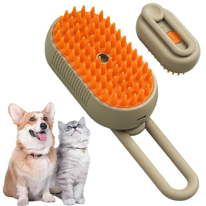 Nurmantras Electric Pet Steam Brush,Touch Spray Pet Hair Removal,Rotating Handle Cat Brush With Steam Silicone Massage Comb Cat 