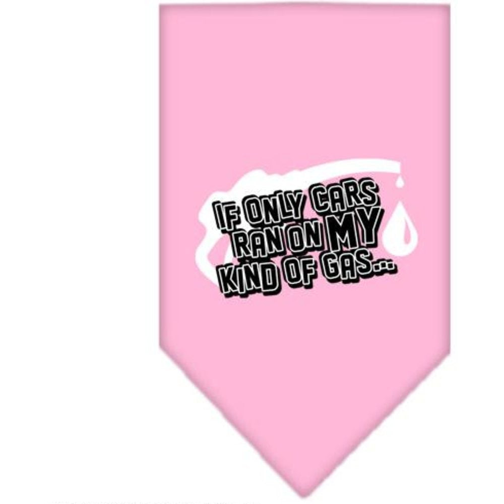 Pet and Dog Bandana Screen Printed, If Only Cars Ran On My Kind of Gas Light Pink Large