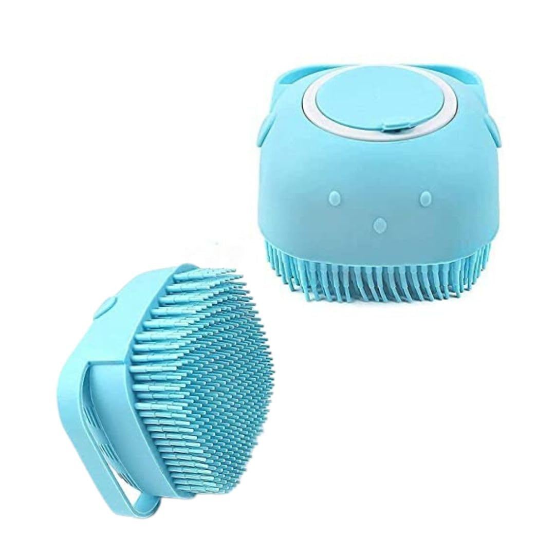 Pet Fun Pet Shampoo Brush With Soft Silicone Bristles And Dispenser | Dog & Cat Grooming Tool For Bathing, Massaging, Deshedding
