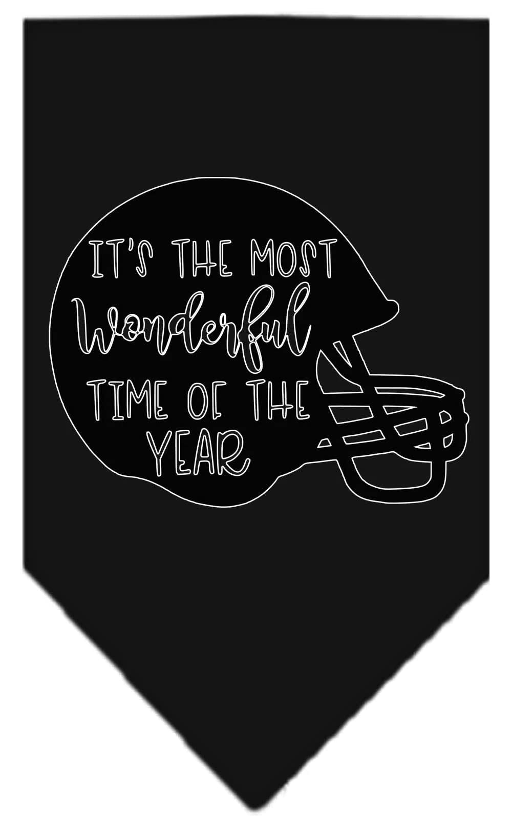 Pet and Dog Bandana Screen Printed, "It's The Most Wonderful Time Of The Year (Football)" Red Large