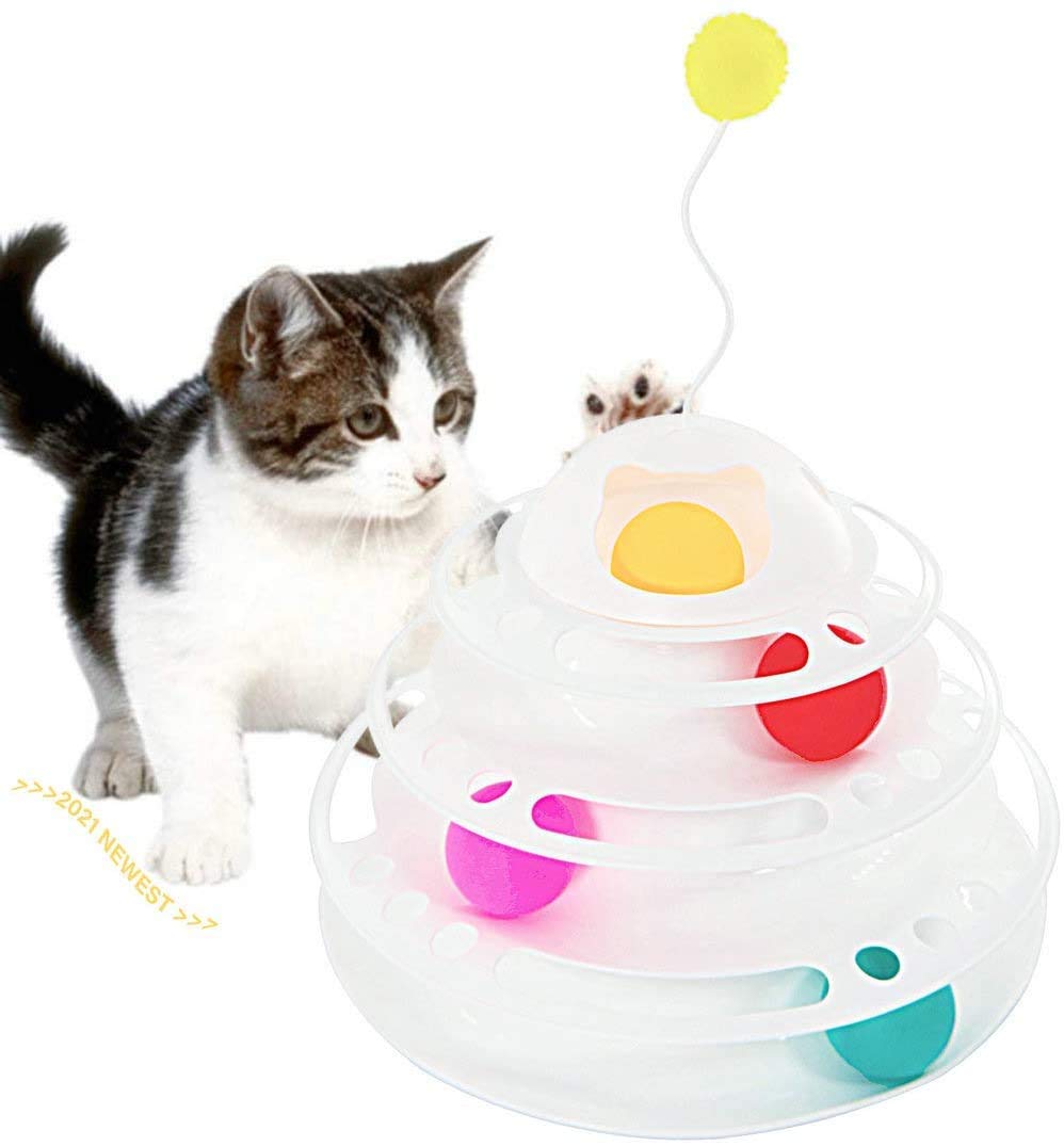 Rvpaws Cat Toy 4 Level Towers Of Circle Track Roller With Moving Balls Interactive Play Toy For Small Dogs Kitten/Cat