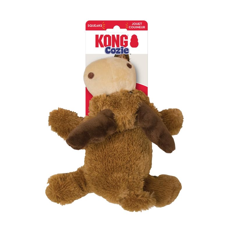 Kong Cozie Plush Dog Toys 2 Pack - Durable & Soft Squeaky Toys For Medium Dogs - Assorted Animal Characters (Marvin The Moose)