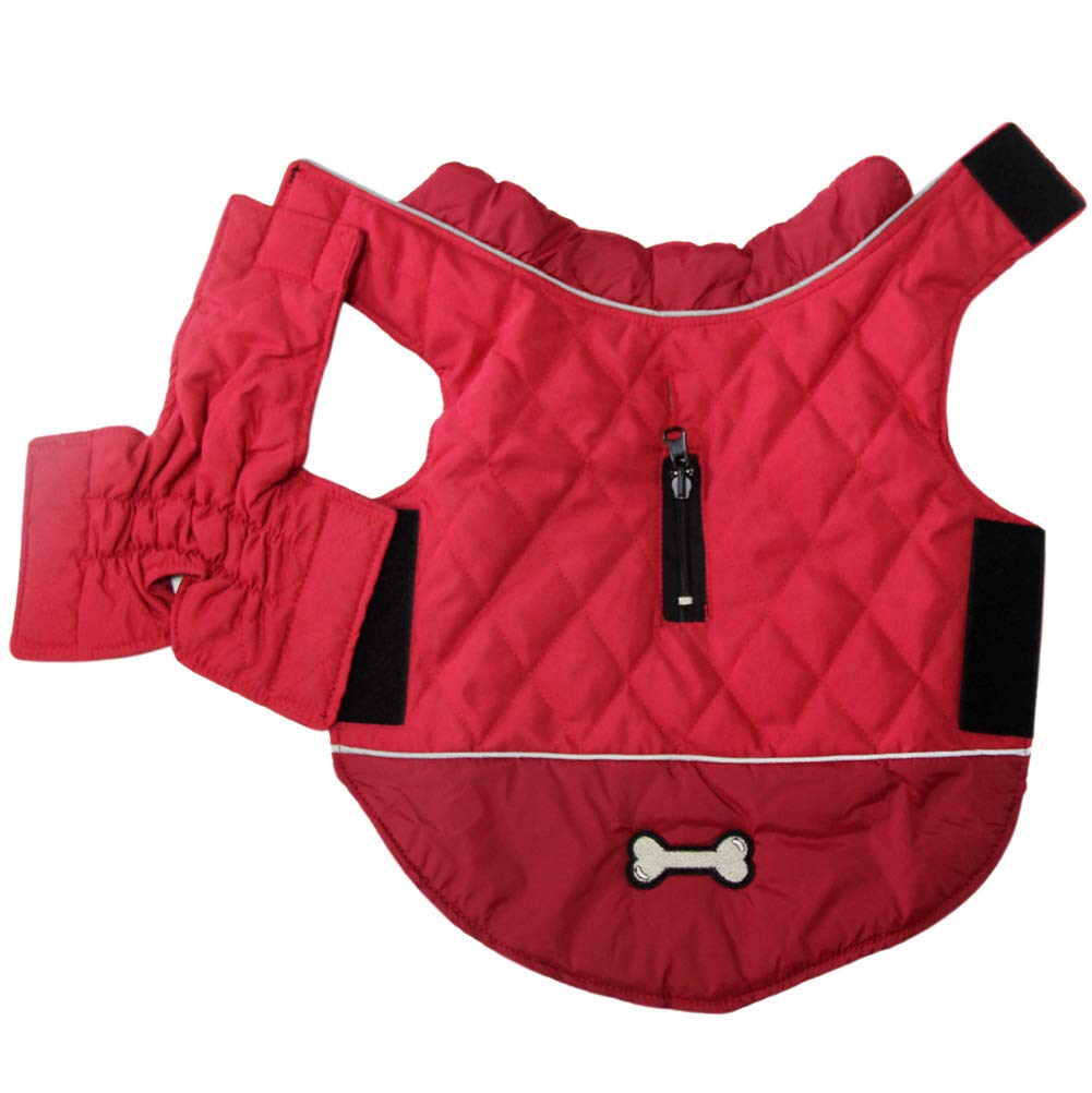 Vecomfy Reversible Dog Coats For Large Dogs Waterproof Warm Dog Jacket For Cold Winter,Red Xxl