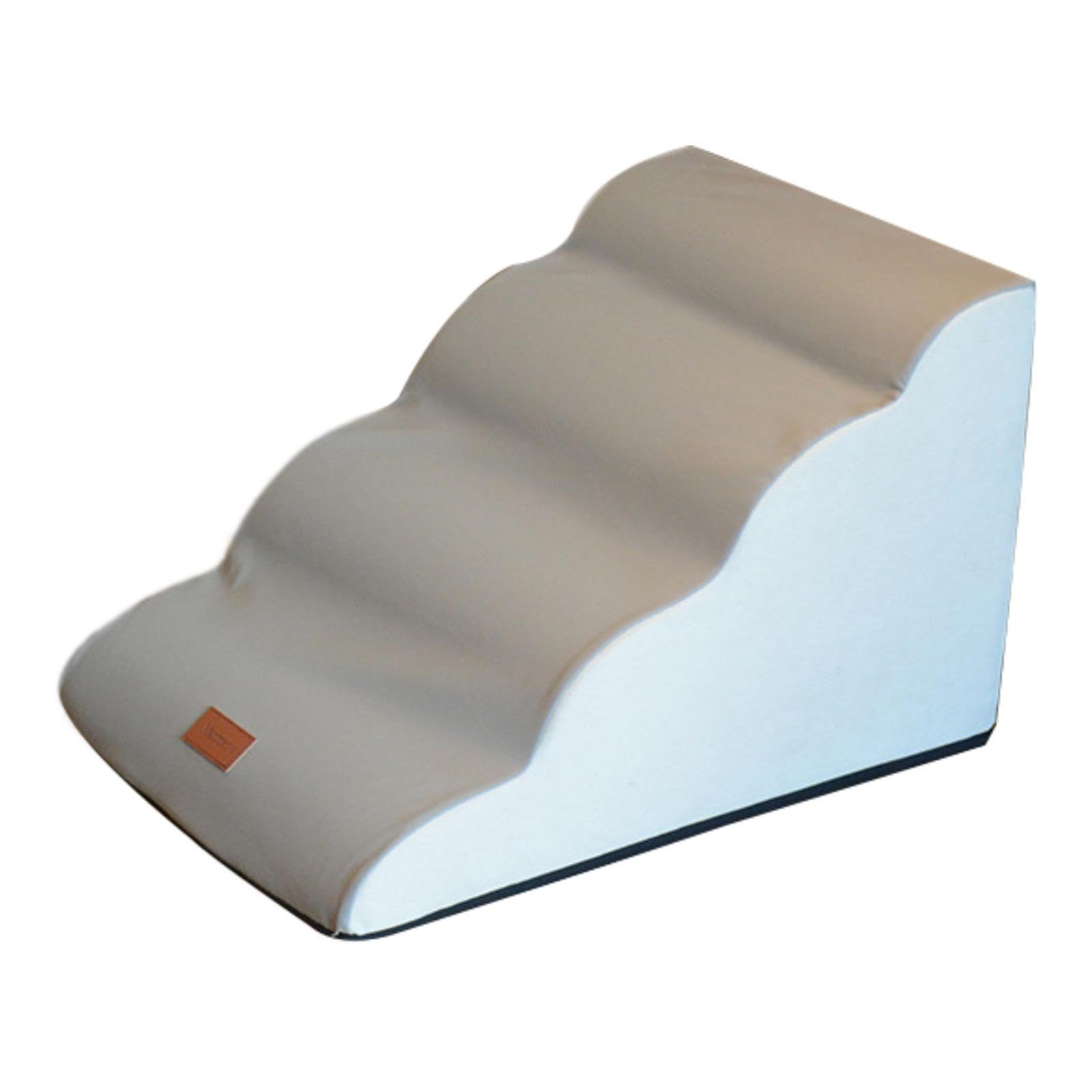 Dog Steps with Washable Cover Soft Dog Stairs for High Bed for Couch Bed Car Beige 4 Step