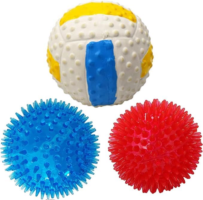 Rvpaws Dog Balls, 3 Pcs Dog Squeaky Balls Tug And Fetch Toys For Small Medium Large Dogs | Squeaky Toy Balls