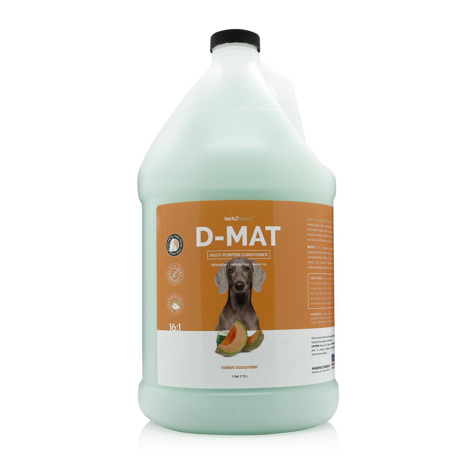 Bark 2 Basics D-Mat Dog Conditioner, 1 Gallon - All Natural, Multi-Purpose, Eliminates Static, No Additives, Dematting, Aids in 