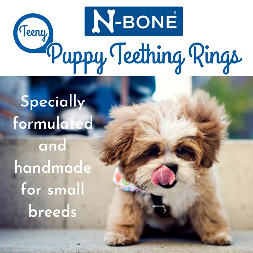 N-Bone Teeny Puppy Teething Rings, Chicken Flavor, 7 Count, 4.6oz, Barn Red/Cream, Model 912689