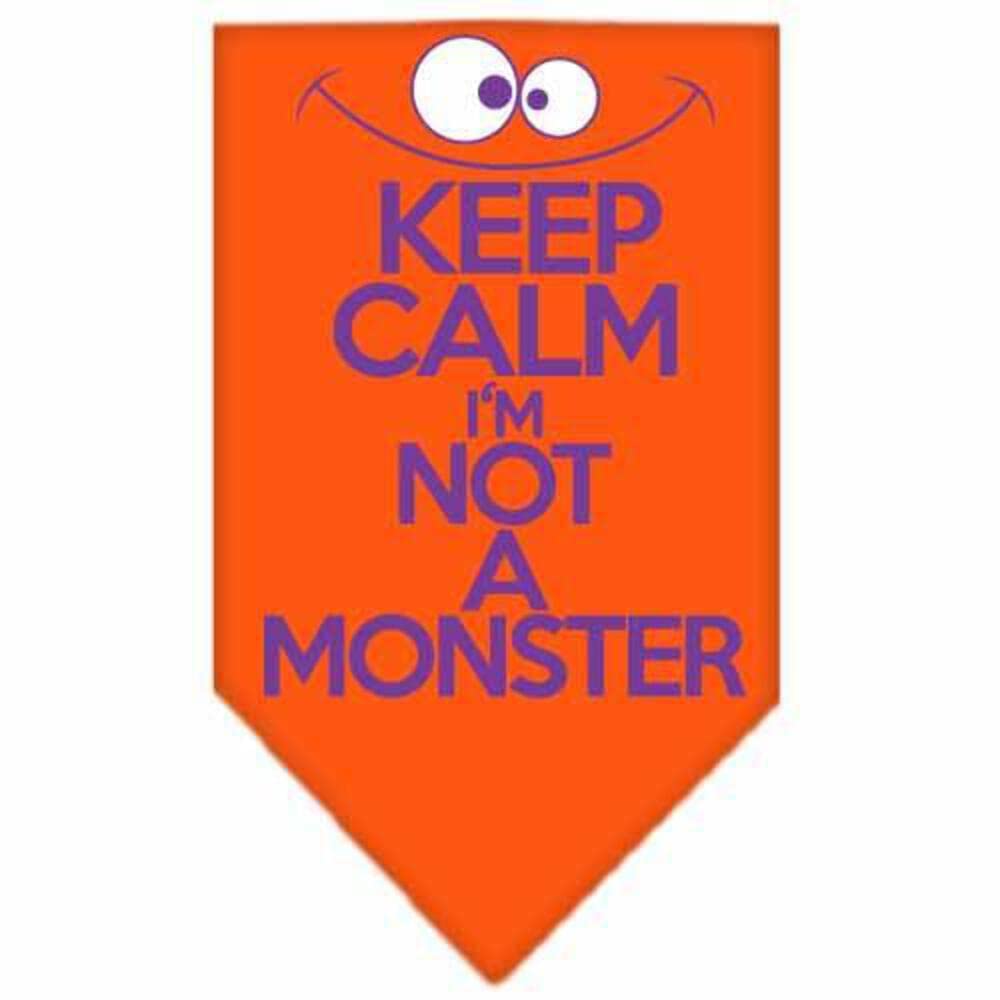 Pet and Dog Bandana Screen Printed, "Keep Calm, I'm Not A Monster" Lime Green Large