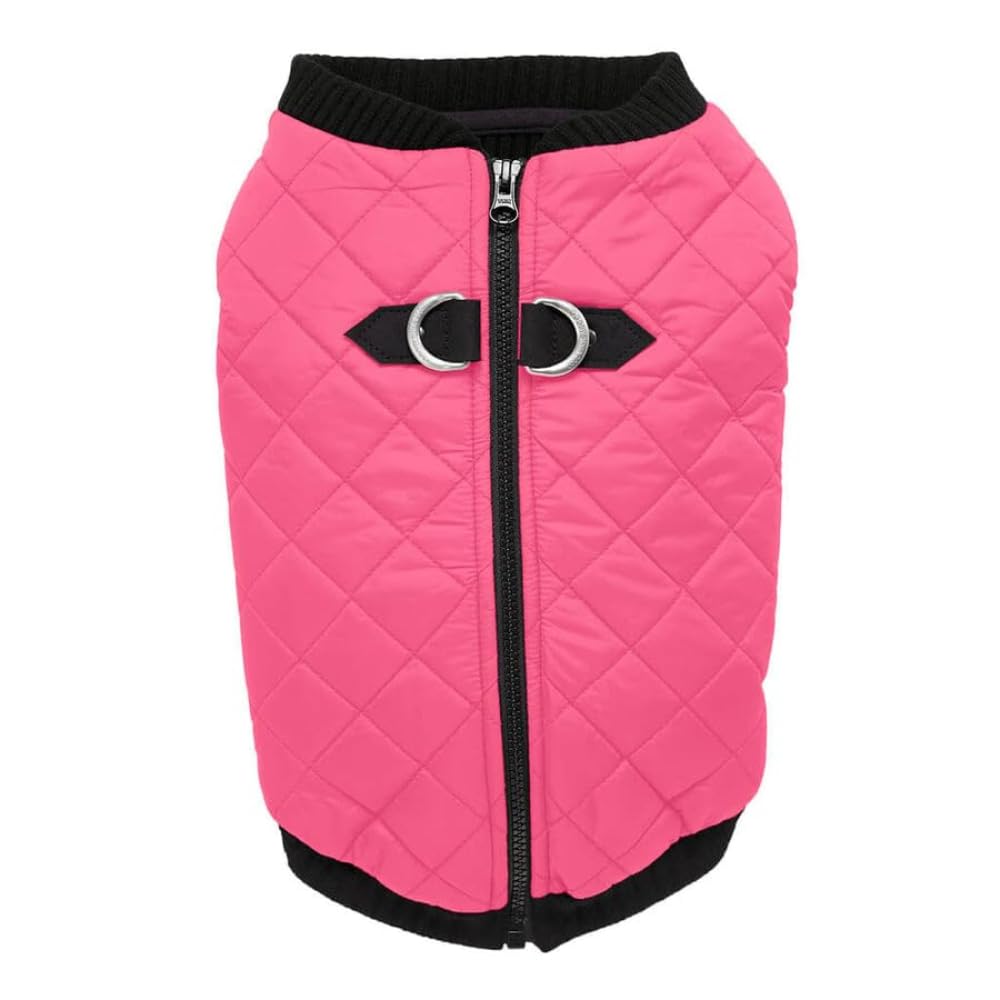 Gooby Fashion Vest Dog Jacket - Pink, X-Large - Warm Zip Up Bomber Vest with Dual D Ring Leash - Winter Water Resistant Small Do