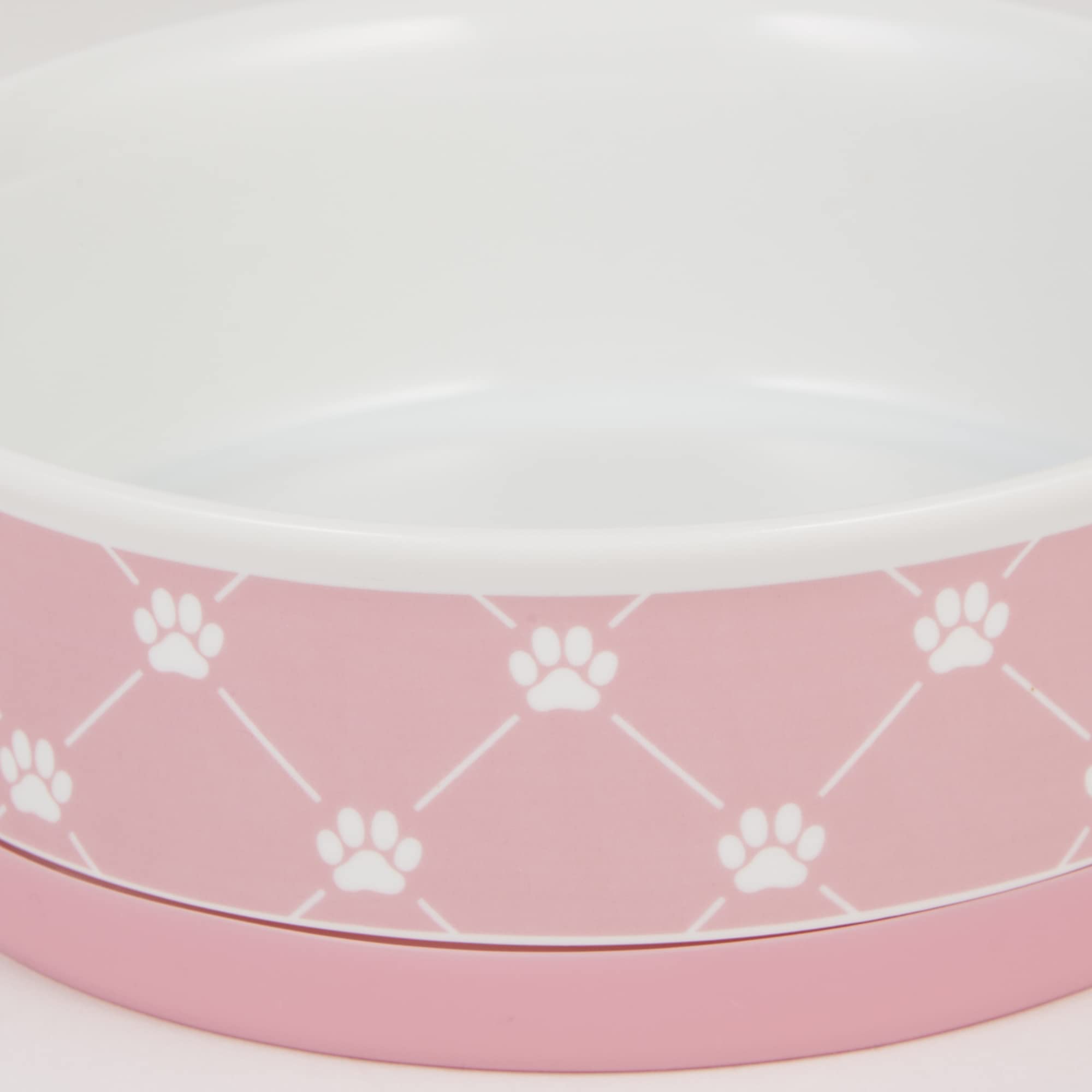 Bone Dry Trellis Paw Print Pet Bowl Set Microwave & Dishwasher Safe, Non-Slip Silicone Bottom for Less Mess, Large 7.5x2.4, Bubb