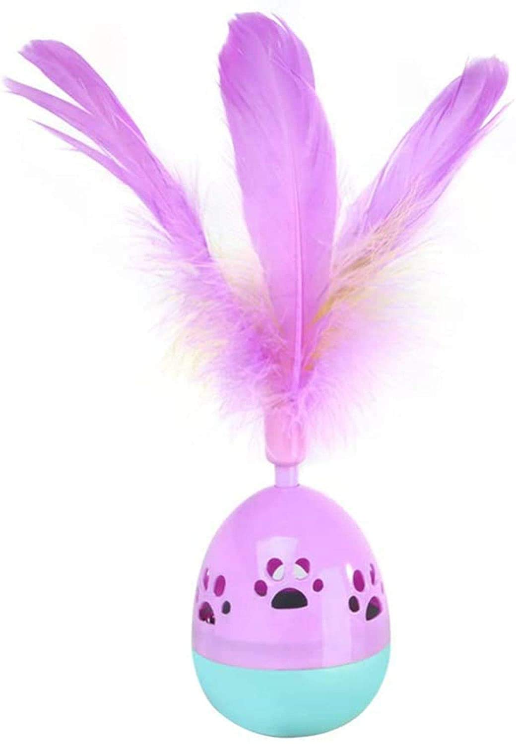 Dog Trust Cat Toy Interactive RollyPolly Tumbler With Feather Toy & Treat Dispensing Toy Kitten Toys (Color May Vary)