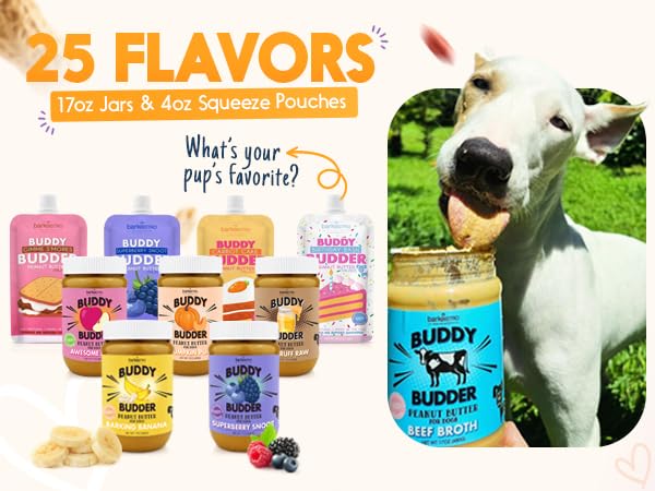 BUDDY BUDDER Red Velvet + Brownie Butter + Gimme SMores, 100% Natural Dog Peanut Butter, Healthy Dog Treat, Made in USA (Set of