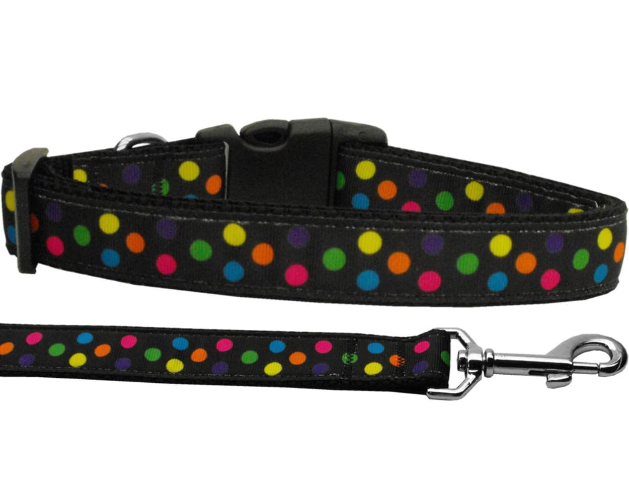 Pet Dog & Cat Nylon Collar or Leash, "Black Multi Dot" Cat Collar
