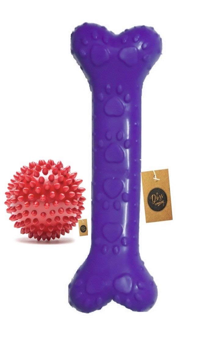 The Pets Company, Rubber Spiked Ball Dog Chew Toy And Medium Rubber Dog Chew Bone Toy