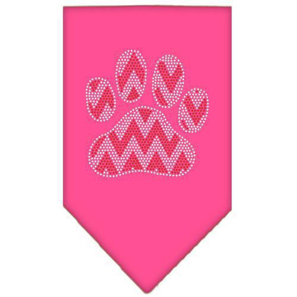 Christmas Pet and Dog Bandana Rhinestone, "Candy Cane Chevron Paw" Navy Blue Small