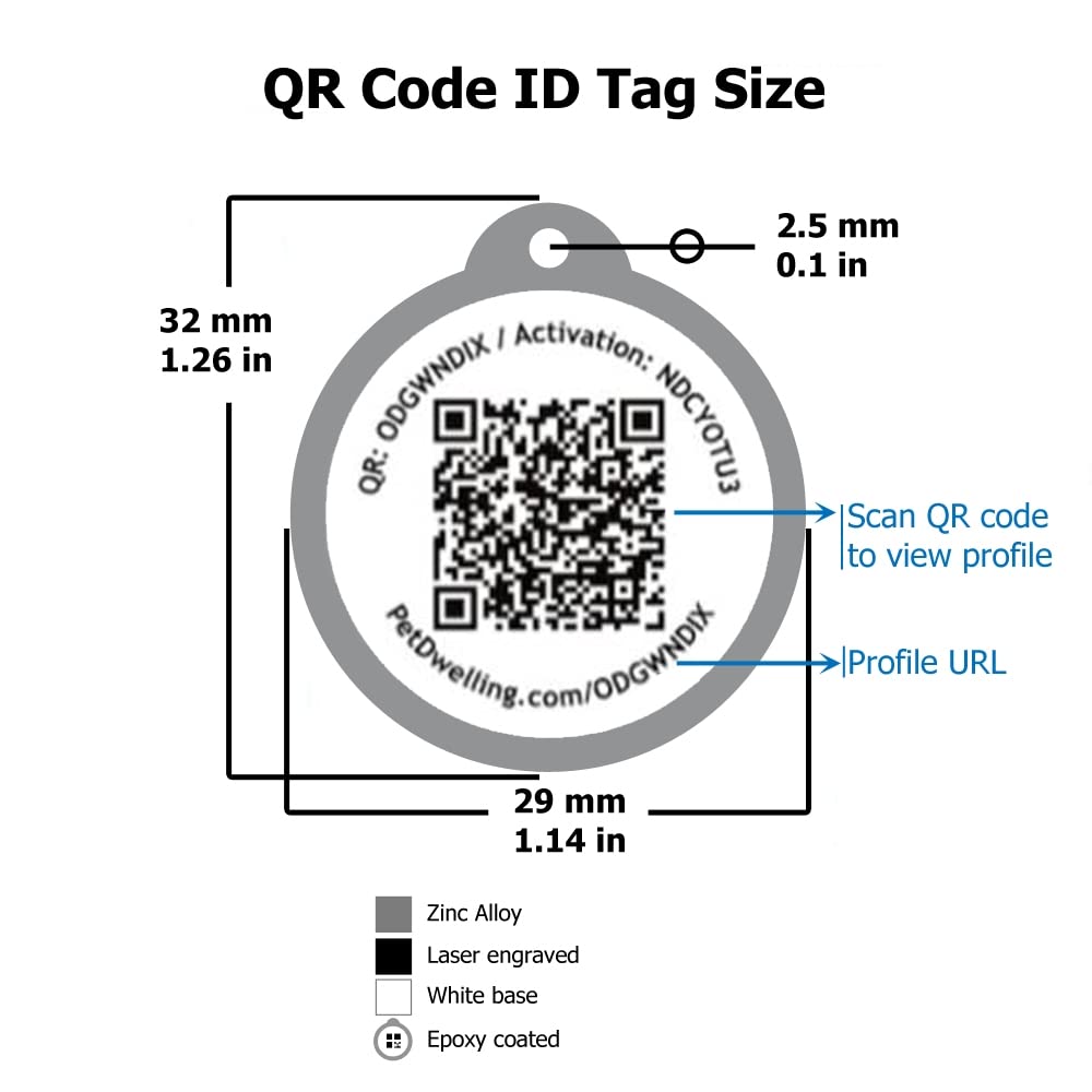 Pet Dwelling 2D Qr Code Pet Id Tag - Dog Tags - Cat Tags - Online Pet Profile - Scan Tag Location - Instant Email Notification(Pink Paw)
