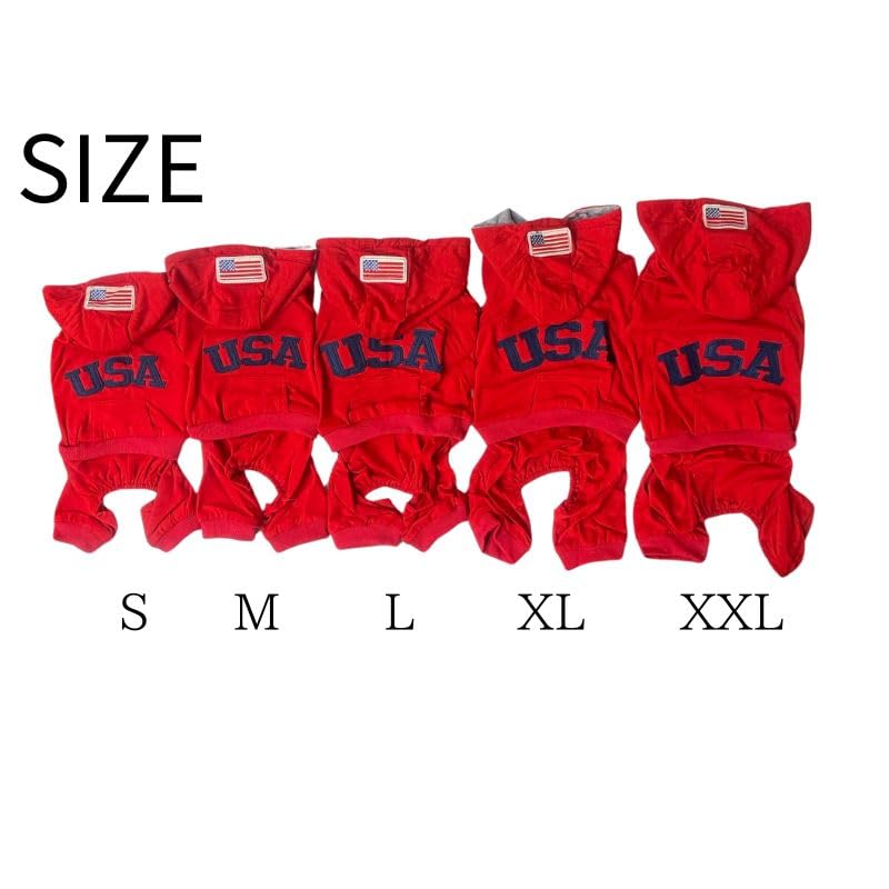 Dog Hoodie Jumpsuit, Athletic Style Pet Apparel, Grey With Red Logo, Casual Sports Outfit For Small Dogs ?Thin Material? (Red, L