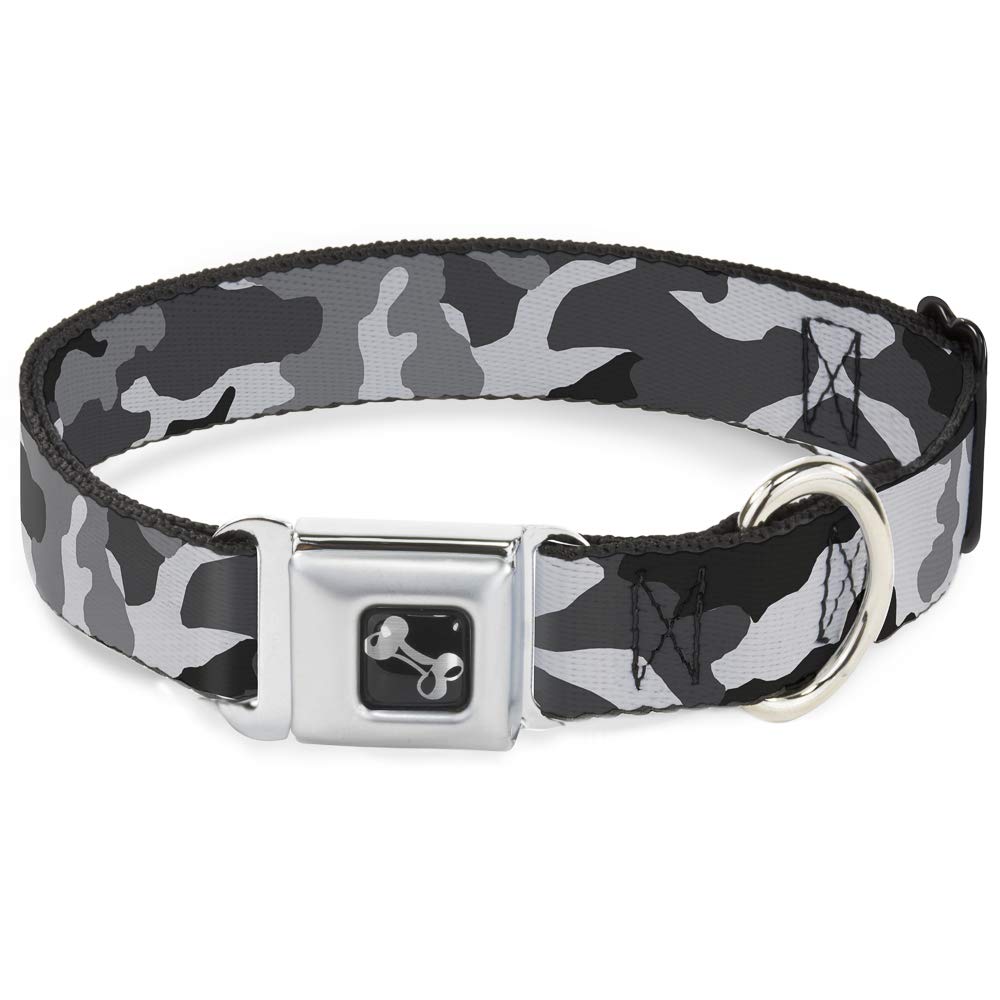 Buckle-Down Seatbelt Buckle Dog Collar - Camo White - 1' Wide - Fits 15-26' Neck - Large