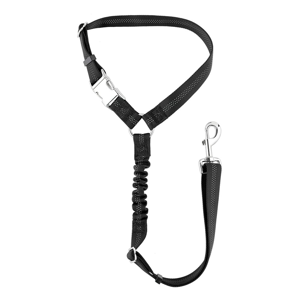 Plutus Pet Dog Seat Belt For Car Headrest, Reflective And Adjustable Restraint With Elastic Bungee For Safety, Vehicle Seatbelt 