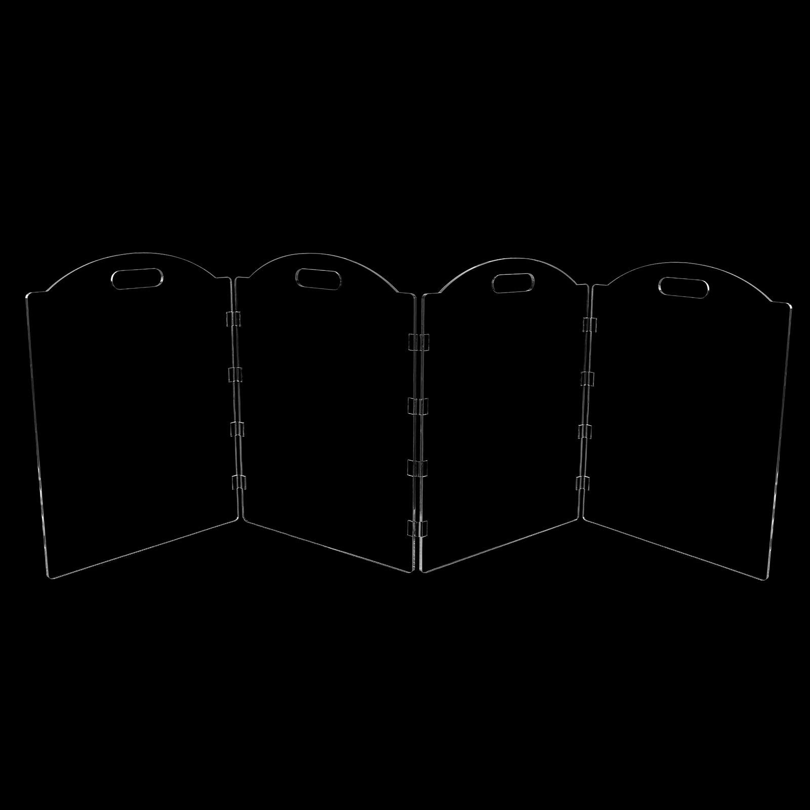 Clear Acrylic Freestanding Dog Gates for The House - Folding 4-Panel Pet Gates for Doorways, Stairs, and Rooms, Transparent Indo