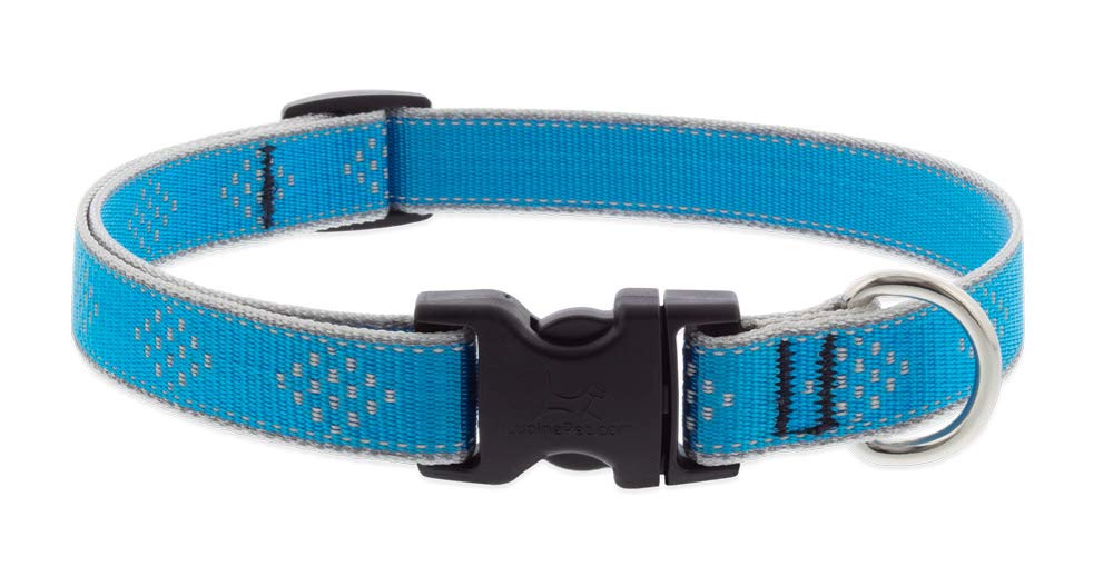 Lupine Reflective Dog Collar 3/4'' Wide Blue Diamond Adjusts from 13'' to 22''