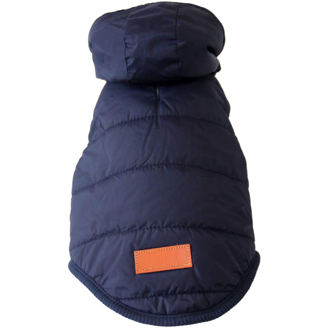 Vecomfy Fleece Lining Extra Warm Dog Hoodie In Winter For Large Dogs Jacket Pet Coats With Hooded,Blue Xl
