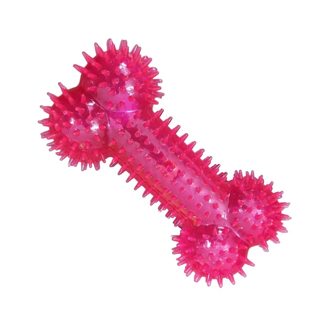 Pet Fun NonToxic Led Spike Bone Chew Toy For Dogs  Interactive LightUp Durable Squeaky Rubber Bone For Dental Health And Teet