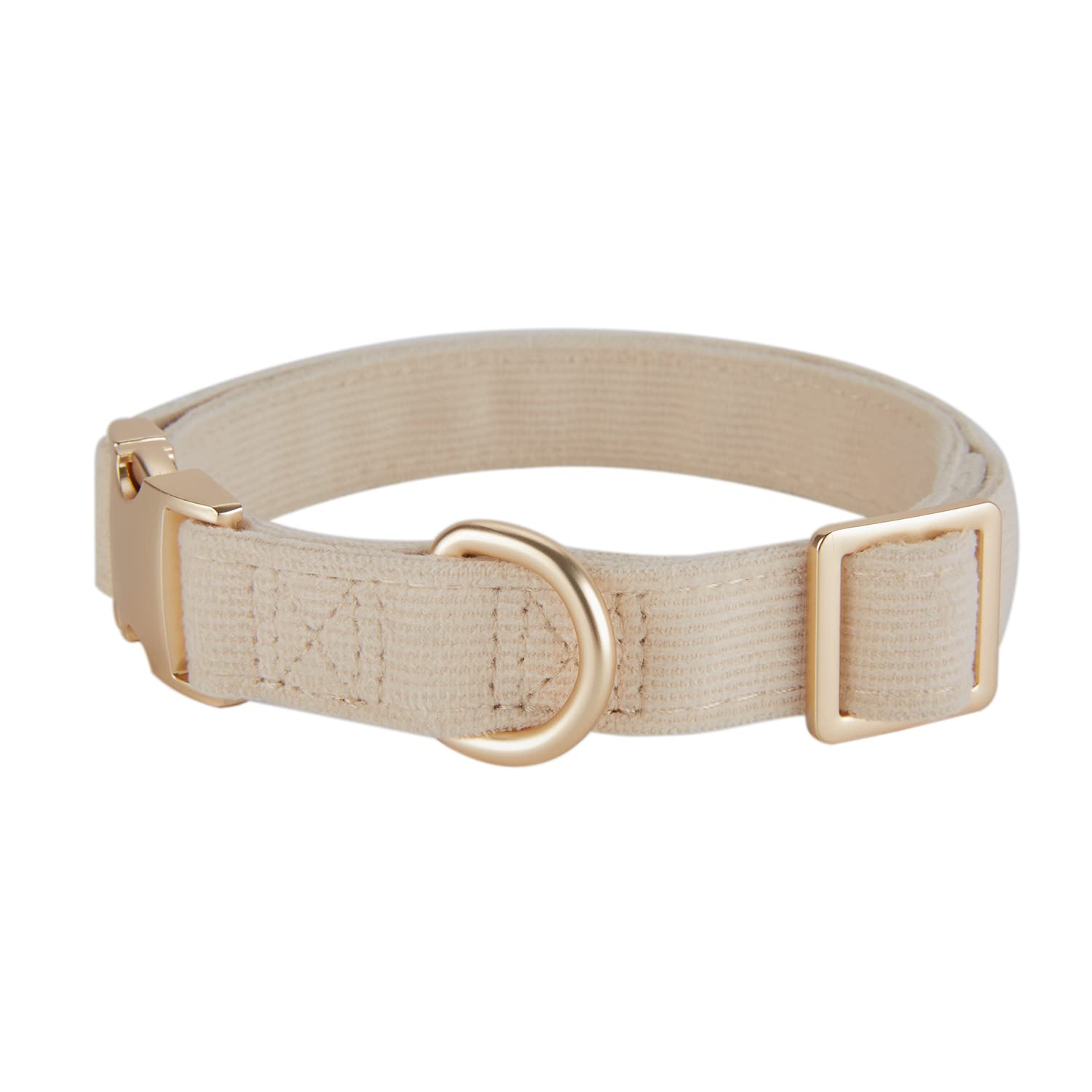 YUDOTE Soft Cotton Dog Collar with Metal Buckle Adjustable Heavy Duty Comfy Corduroy Collars for Small Medium Large Dogs,White,S