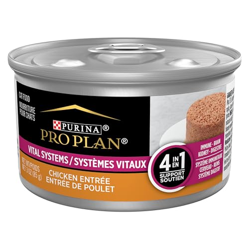 Purina Pro Plan Vital Systems Chicken Wet Cat Food Pate 4-in-1 brain, kidney, digestive and immune formula - (Pack of 24) 3 oz.