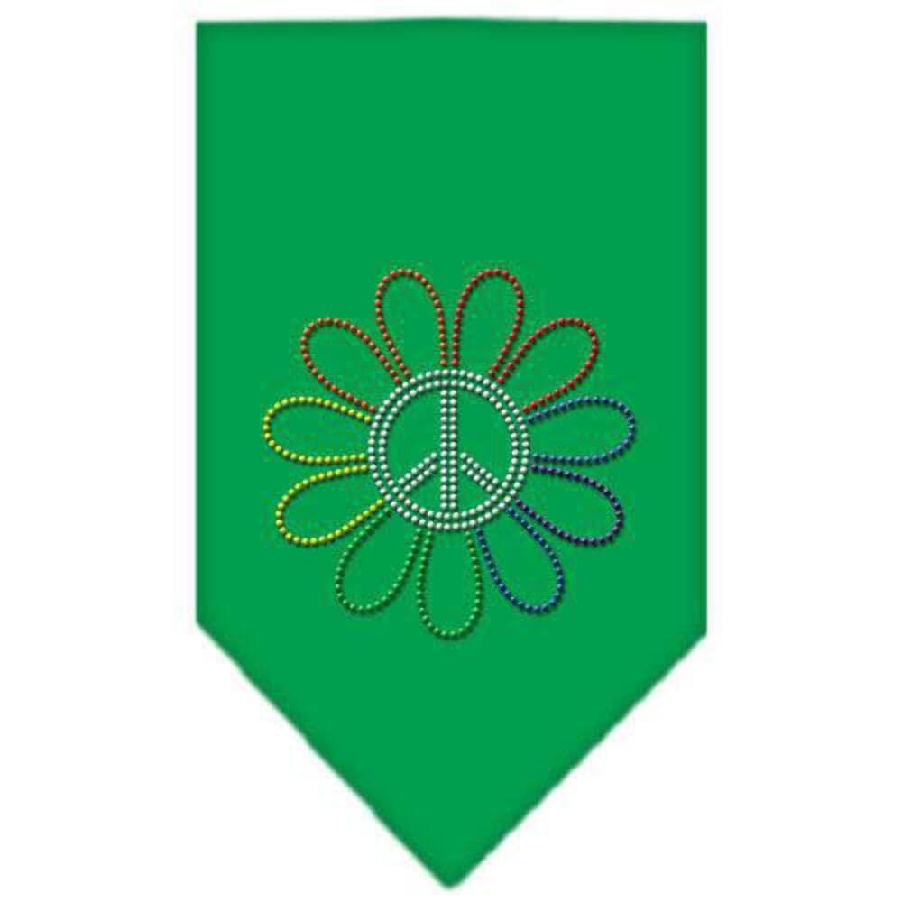 Mirage Pet Products Rainbow Peace Flower Rhinestone Bandana, Large, White