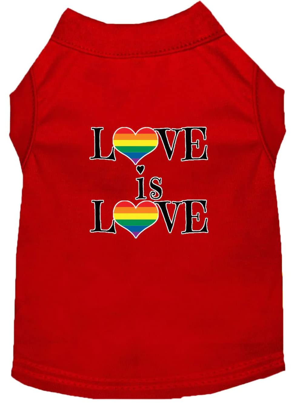 Pet Dog & Cat Shirt Screen Printed, "Love Is Love" Red MD (6-10 lbs.)