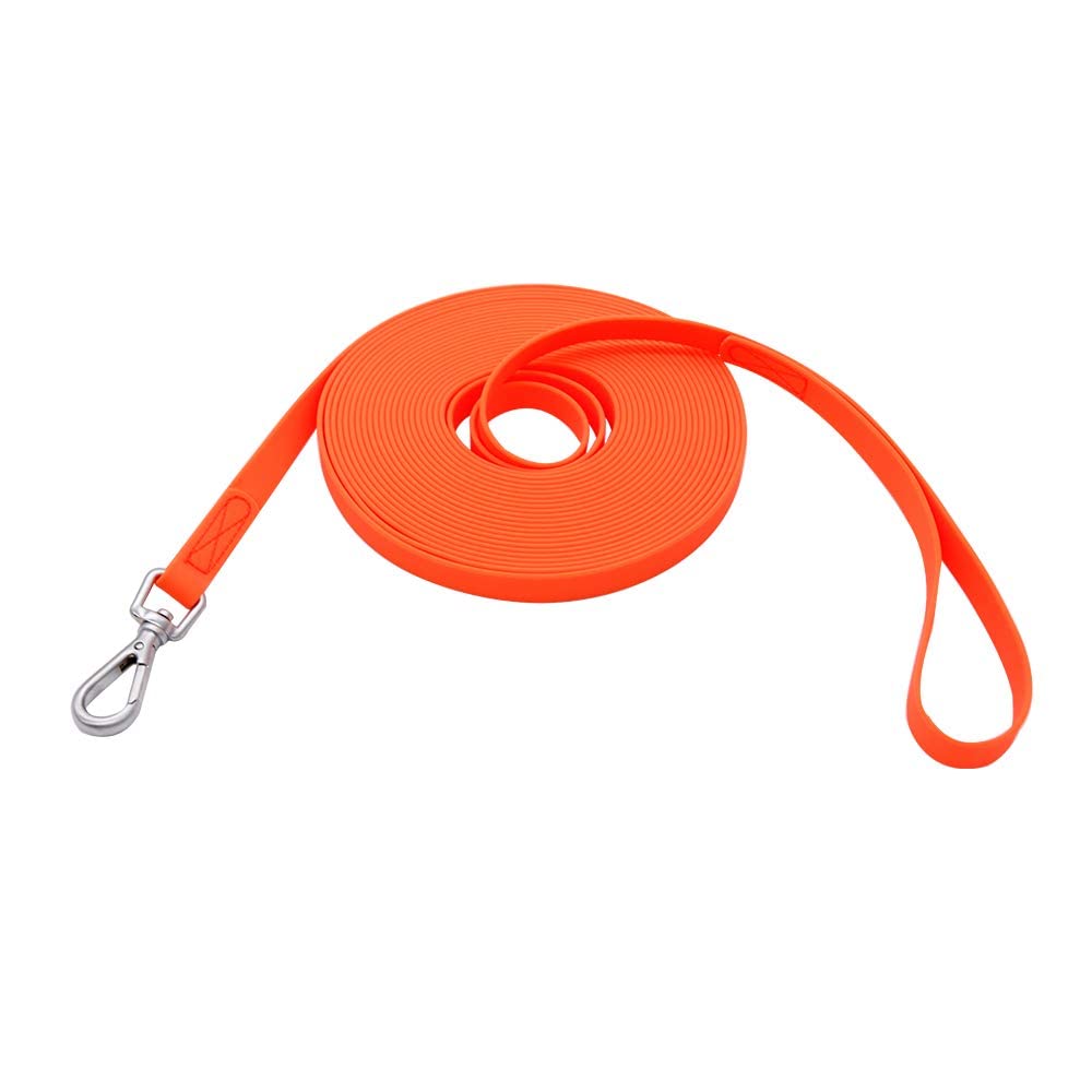 Waterproof Dog Training Leash 50Ft 30Ft 15Ft 10Ft 5Ft Heavy Duty Recall Long Lead For Large Medium Small Dogs (50Ft, Orange)