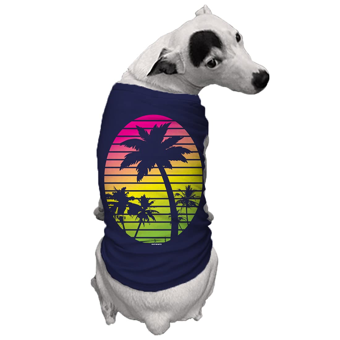 Palm Tree Scene - Dog Shirt (Navy, Medium)
