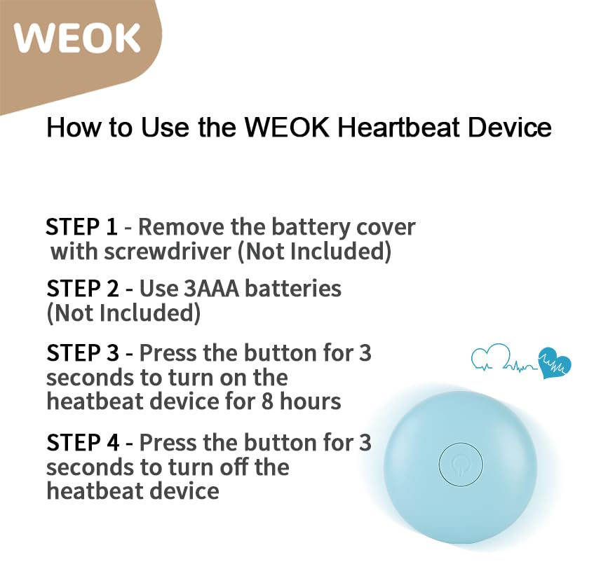 WEOK Puppy Heartbeat Toy, Plush Anxiety Relief for Dogs & Cats, Brown