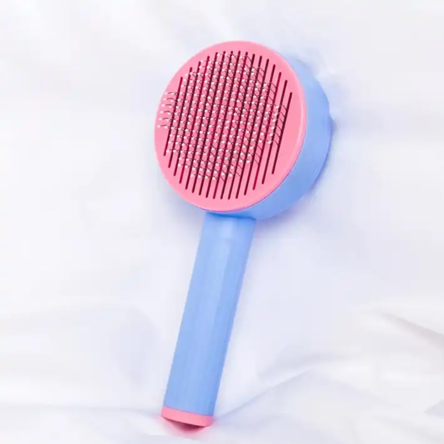Dog Trust Self Cleaning Cat Brush & Dog Comb, Pet Grooming Shedding Brush  Effectively Removes Loose Undercoat, Slicker Brush F
