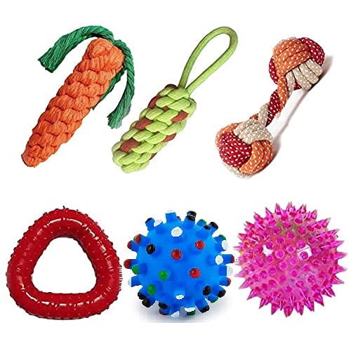 Psk Pet Mart Puppy And Dogs Chew Rope Squeaky Teething Toys | Carrot | Dummy | Rope Dumbbell | Led Ball | Squeaky Basketball | T