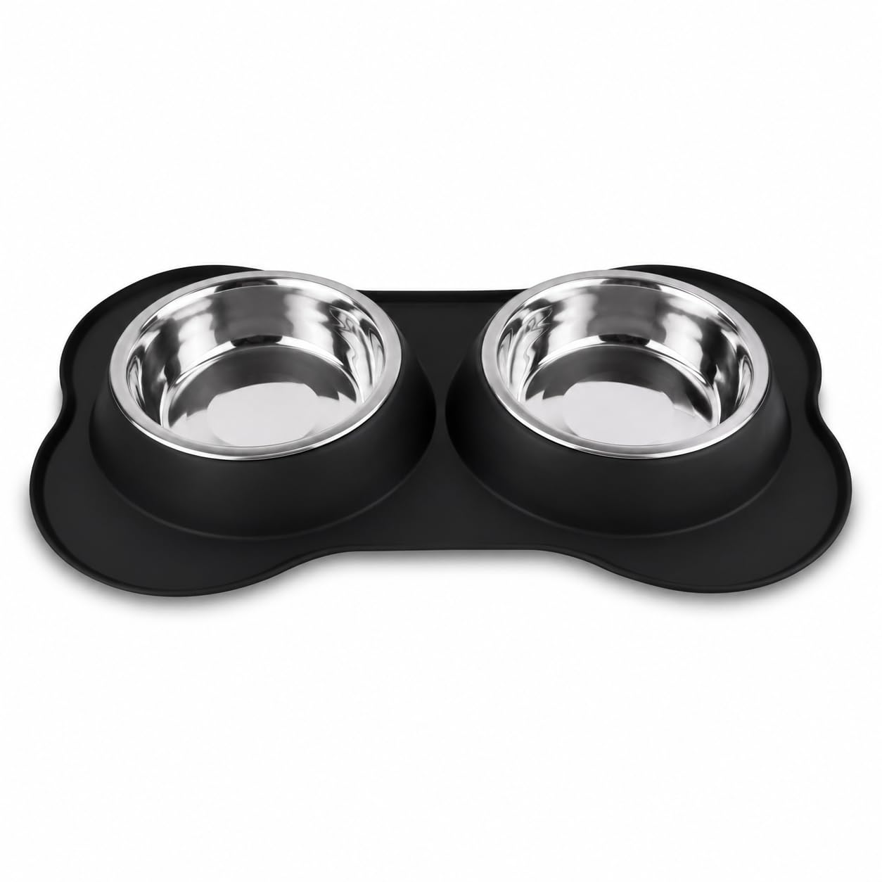 Pawpourri Dog Bone Shaped Stainless Steel Pet Bowl Combo With NonSlip Silicone Base | Double Feeding Bowl For Food And Water Fo