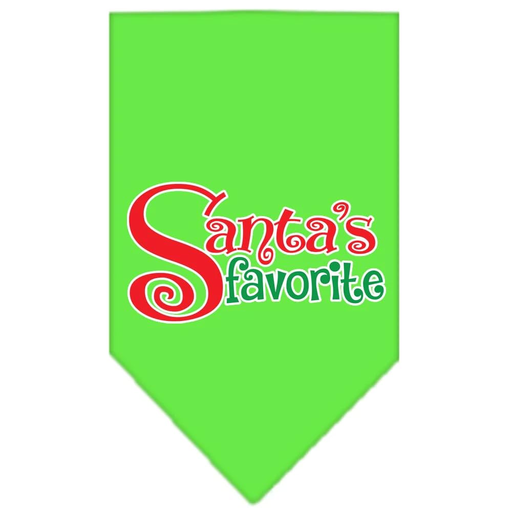 Christmas Pet and Dog Bandana Screen Printed, Santa's Favorite Yellow Small