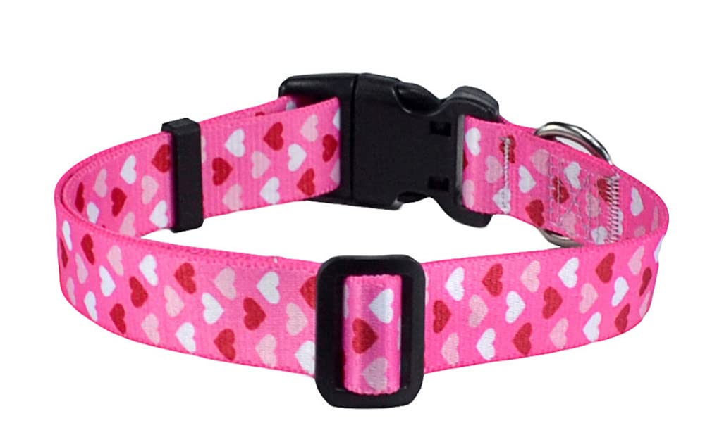 Mihqy Dog Collar - Adjustable Heart Dog Collar - Love Theme - Perfect For Small Medium Large Dogs(Pink Heart,S)