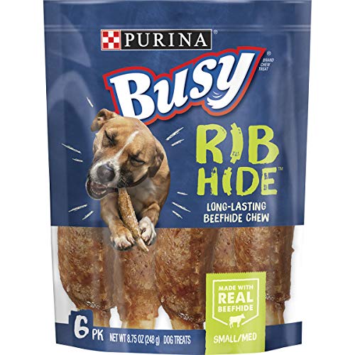 Purina Busy Small/Medium Breed Dog Rawhide Treat, Rib Hide  (5) 6 ct. Pouches