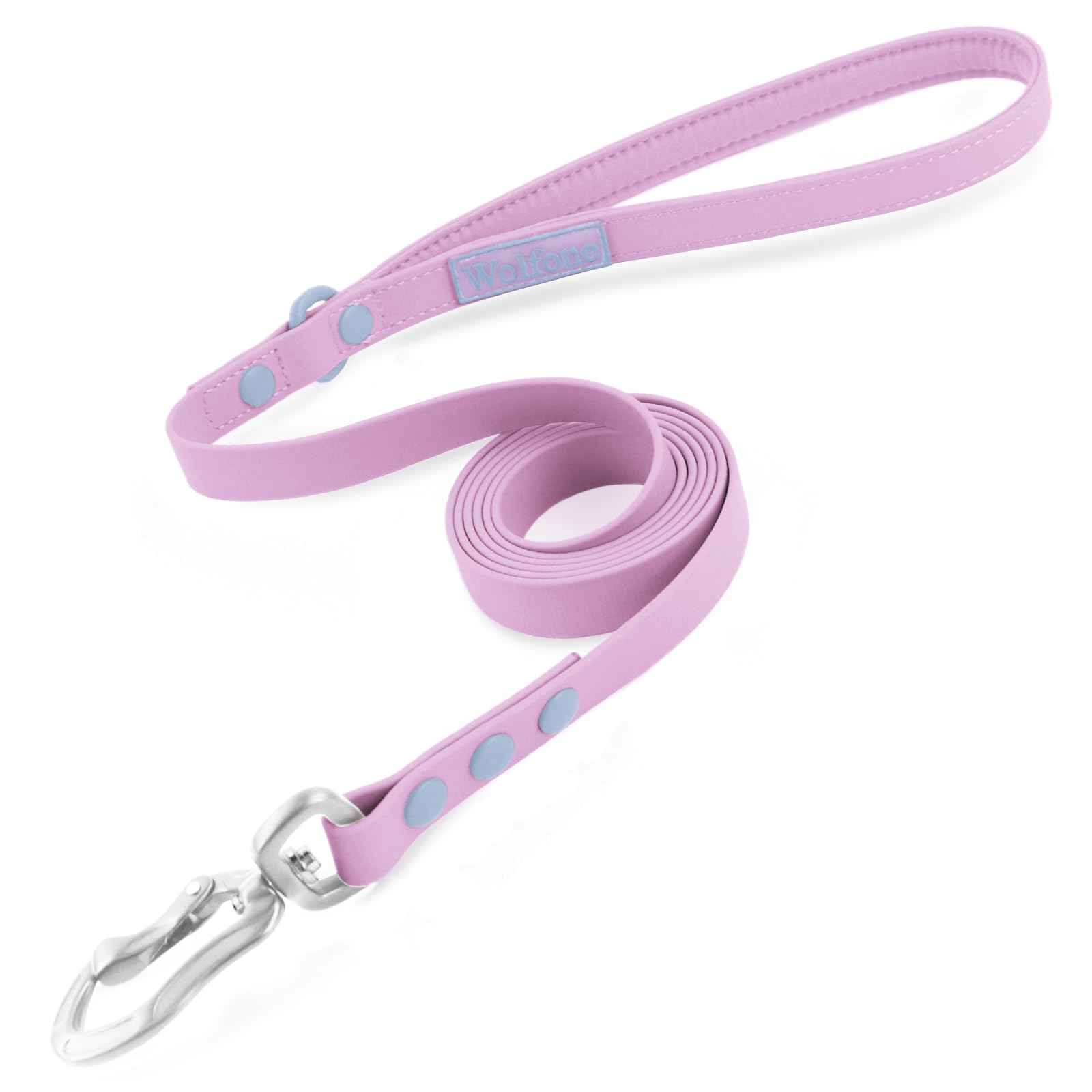 Wolfone Waterproof Dog Leash Carabiner Leash For Dogs Soft Handle Easy Care 5Ft*15Mm*2.0Mm Sweet Lilac